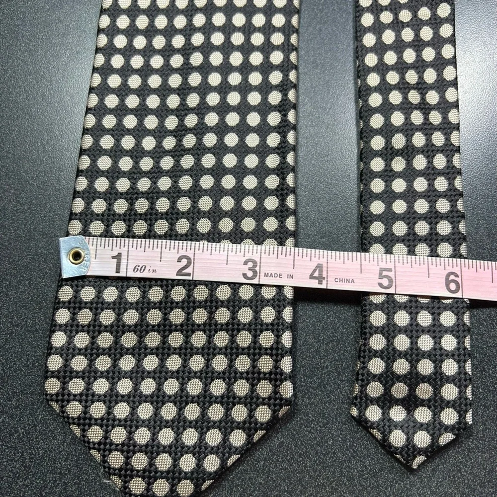 Hubert Milano Mens Tie Necktie Multicolor Polka Dot 100% Silk Tied Woven Classic